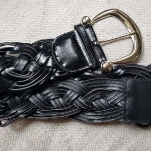 Forever 21 Black Patent Leather Large Braided Belt S/M
